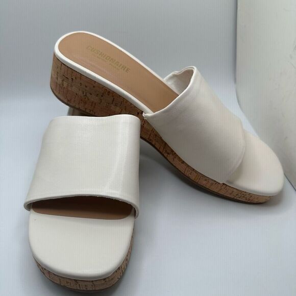 CUSHIONAIRE Women's cork wedge sandal +Memory Foam 11 IVORY - Picture 6 of 7
